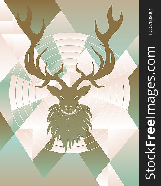 Modern stylized deer silhouette on polygonal background. Modern stylized deer silhouette on polygonal background.