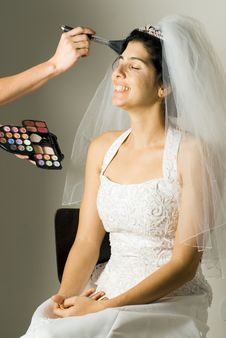 Soon-to-be Wife Getting Make-up Done - Vertical Stock Images Soon-to-be Wife Getting Make-up Done - Vertical Stock Images