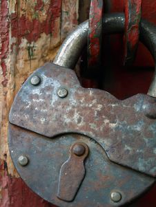 The Closed Hinged Lock. Royalty Free Stock Photography