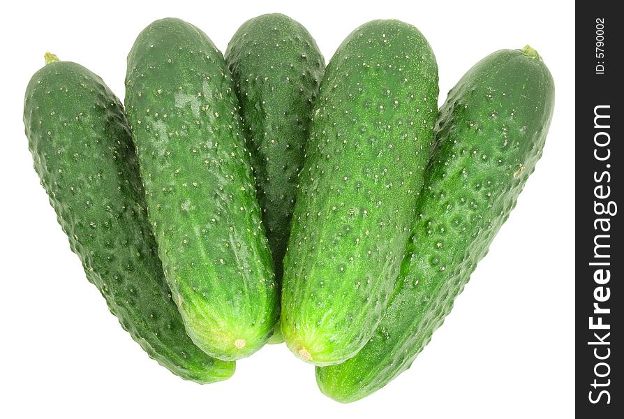 Nice fresh green cucumbers isolated over white