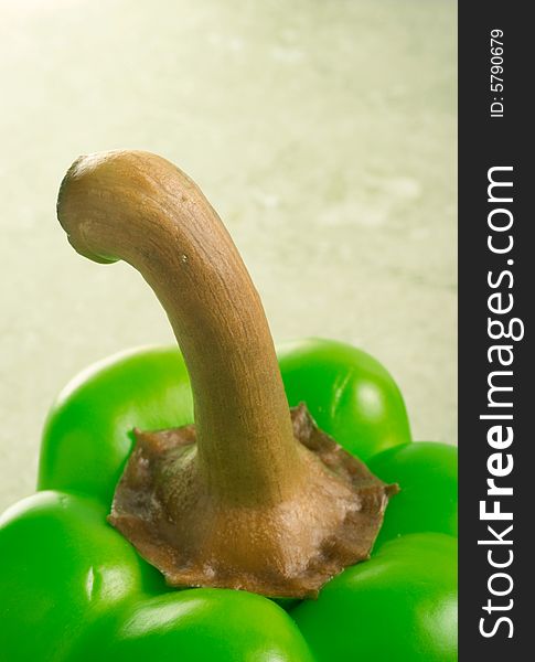 Closeup of top of fresh green bell pepper. Closeup of top of fresh green bell pepper