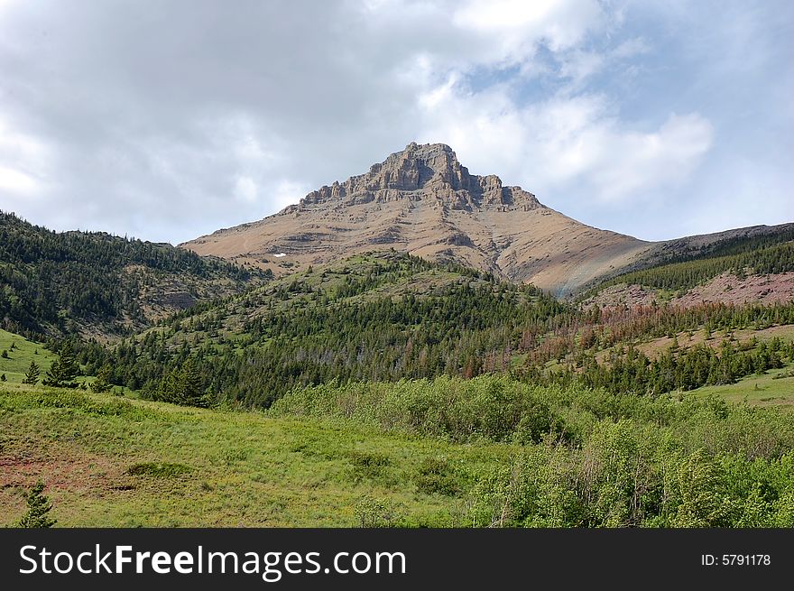 Mountains and forests in waterton lakes national park, alberta, canada