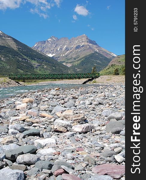 Hillside riverbank in waterton lakes national park, alberta, canada. Hillside riverbank in waterton lakes national park, alberta, canada