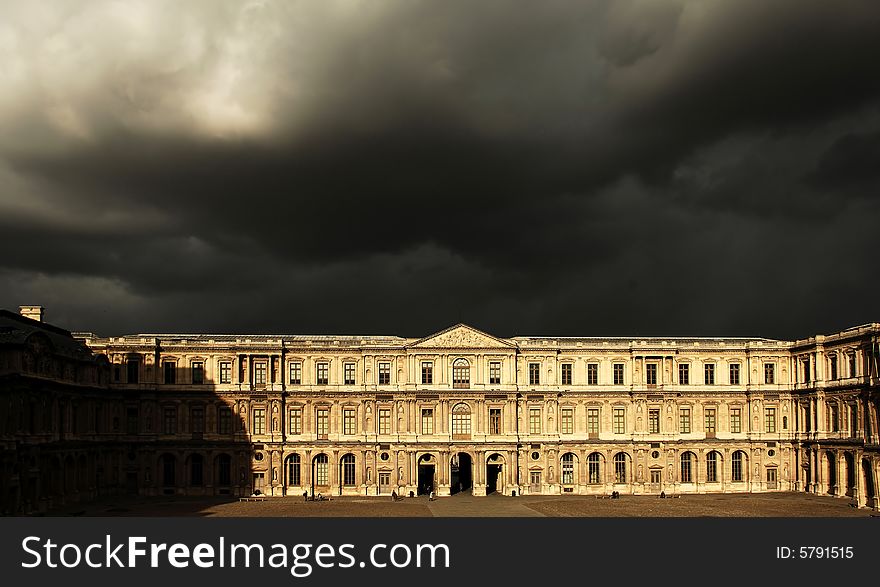 France, Paris: Louvre Museum, Thunderstorm