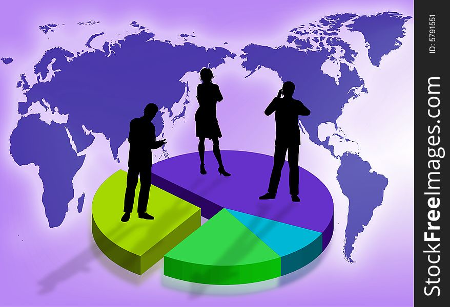 Business team on a graphic as symbol of business in the world