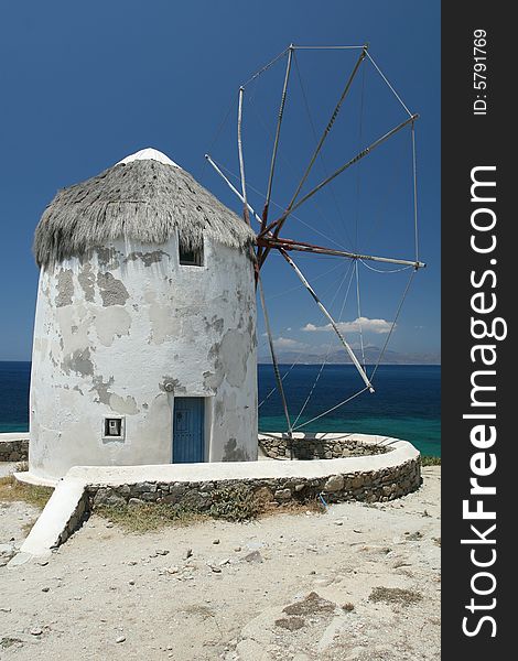 Beautifully preserved windmill on Mykonos, Greece. Beautifully preserved windmill on Mykonos, Greece.