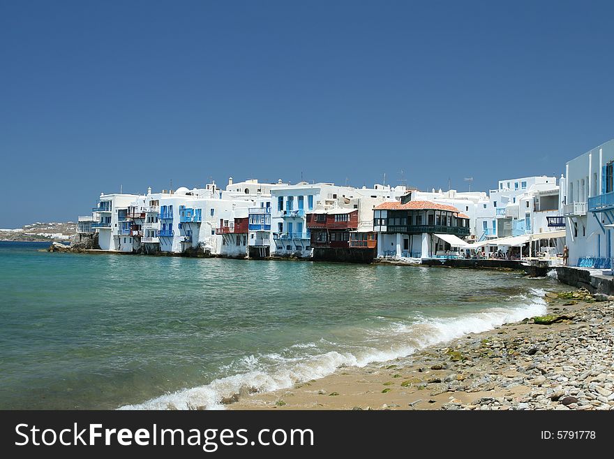 Vibrant coastal town in Greece. Vibrant coastal town in Greece.