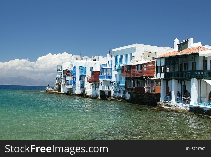 Vibrant coastal town in Greece. Vibrant coastal town in Greece.