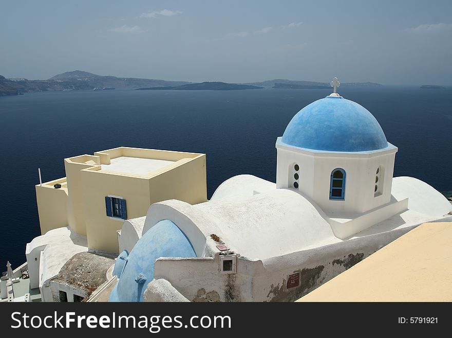 Beautiful Dome Church In Santorini