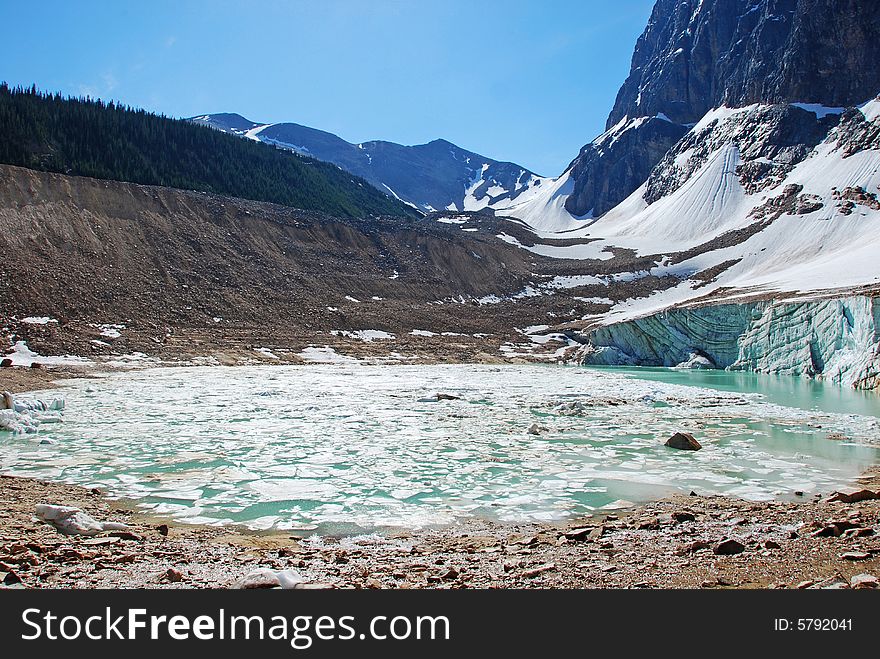 Ice lake under Mount Edith Cavell