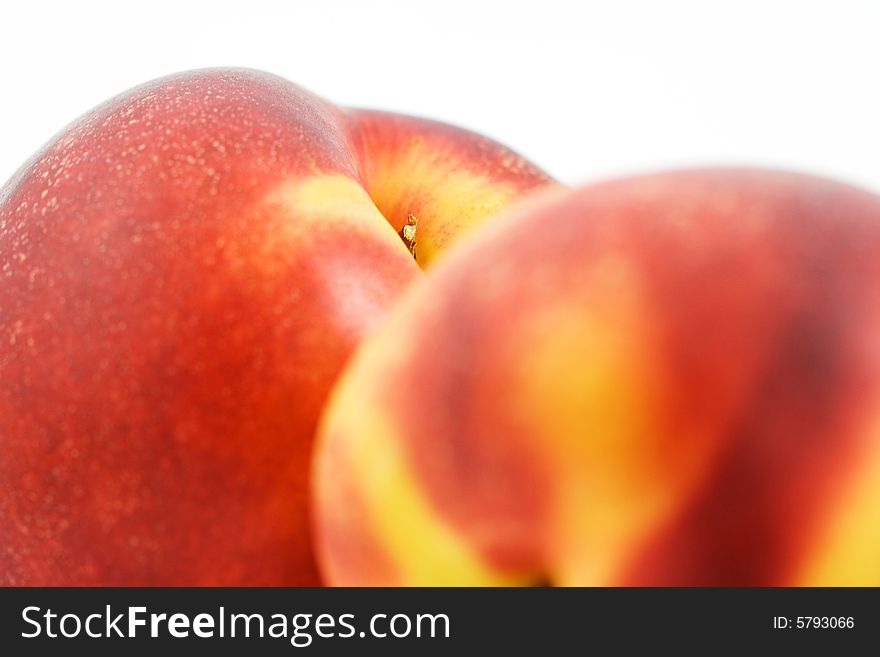 Isolated photo of two big fresh nectarines