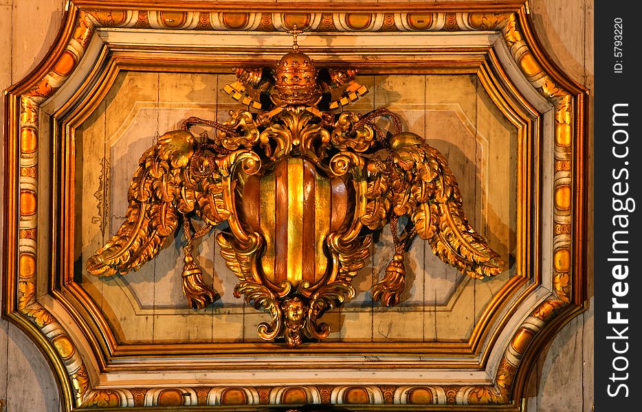 Ceiling decoration in a church in Rome basilica,