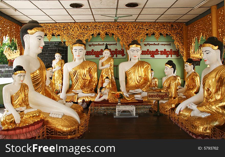 Buddha in a temple of The Shwedagon Complex (Myanmar)