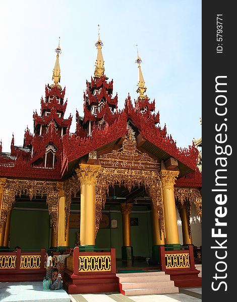 The Gate of a temple near The Shwedagon pagoda (Rangoon, Myanmar)