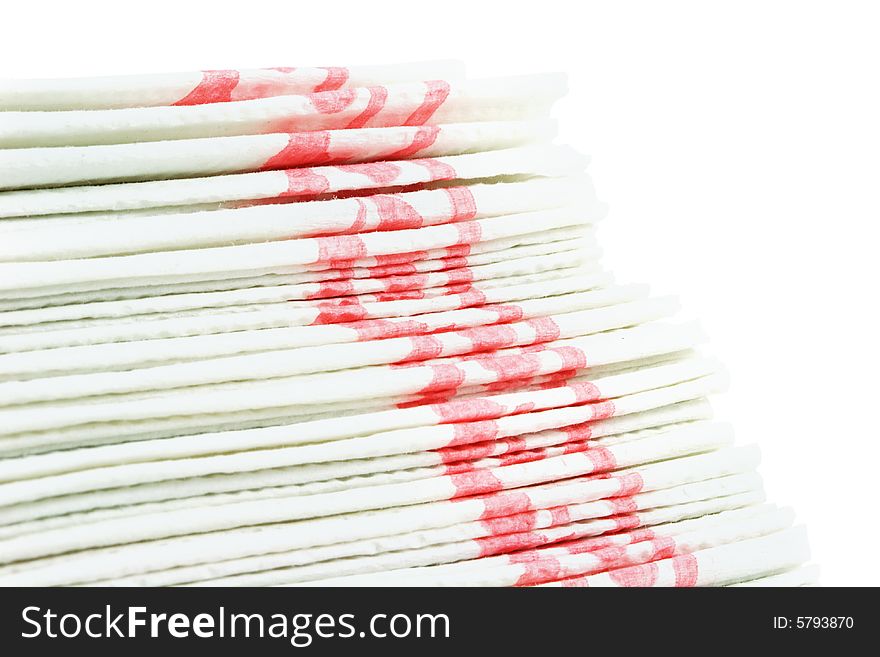 Isolated macro  photo of a pack of napkins