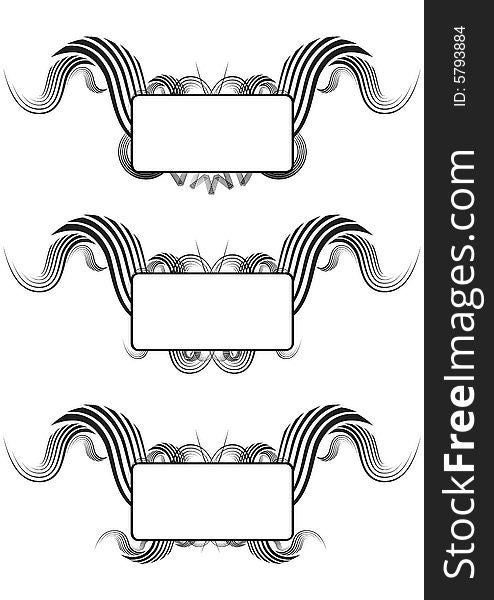 Three types of an abstract black and white vector Panel. Three types of an abstract black and white vector Panel.