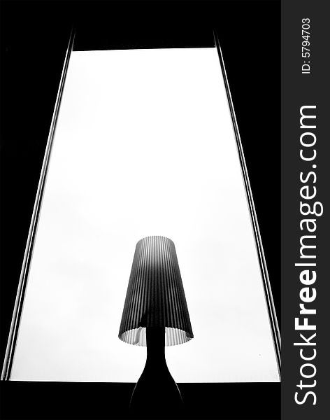 Lamp on window minimalism interior black and white