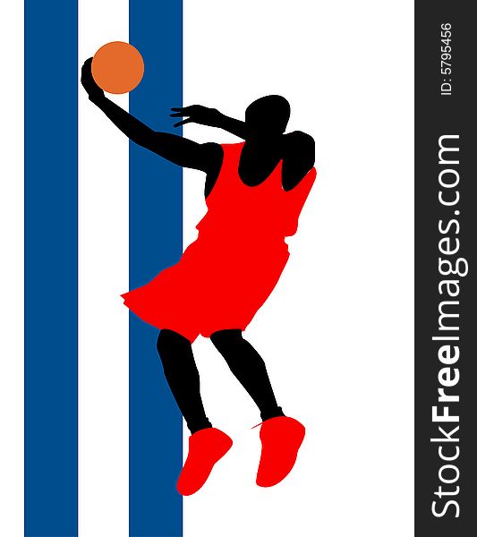 Basketball player on white background