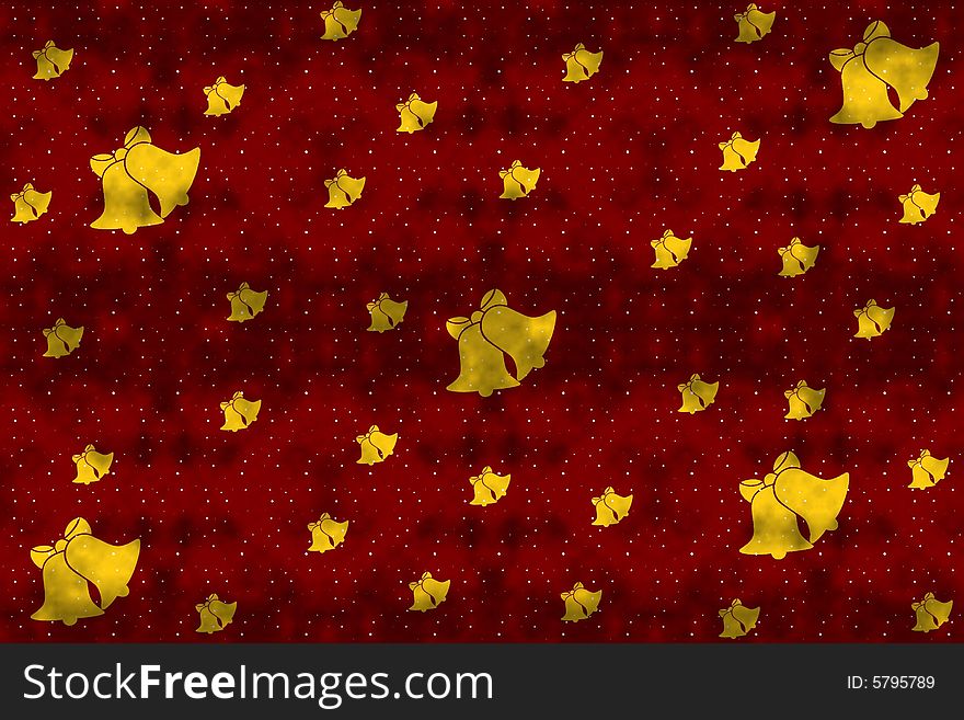 A funny background in red with bells yellow
