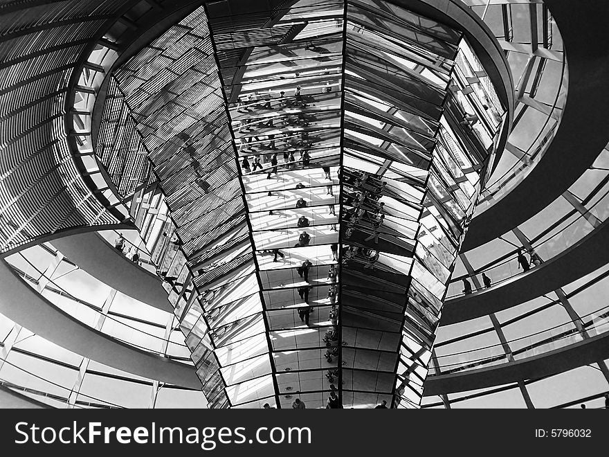 Glass dome of Reichstag in Berlin, Germany from inside. Glass dome of Reichstag in Berlin, Germany from inside