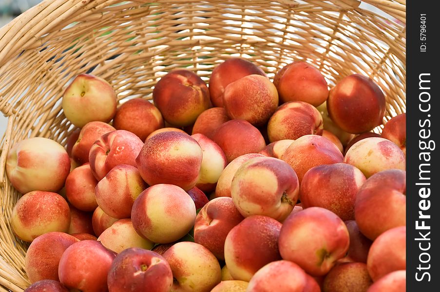 White peaches in the basket