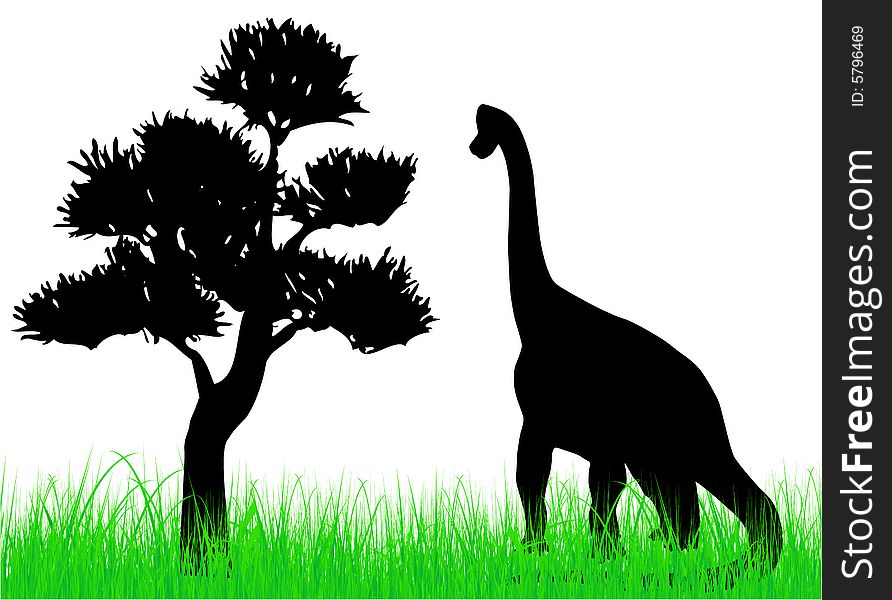Dinosaur on the grass illustration