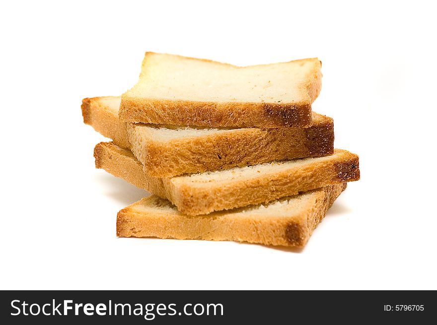 Bread slices isolated on white background