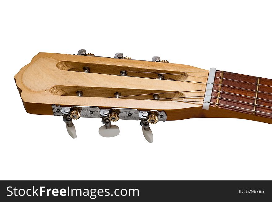 Detail of guitar on the white background