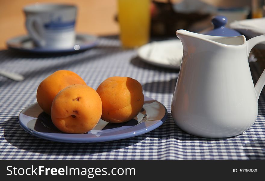 Breakfast Table On Sunny Terrace, French Riviera