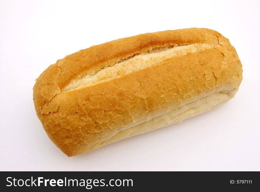 A photograph of a bread roll against a white background