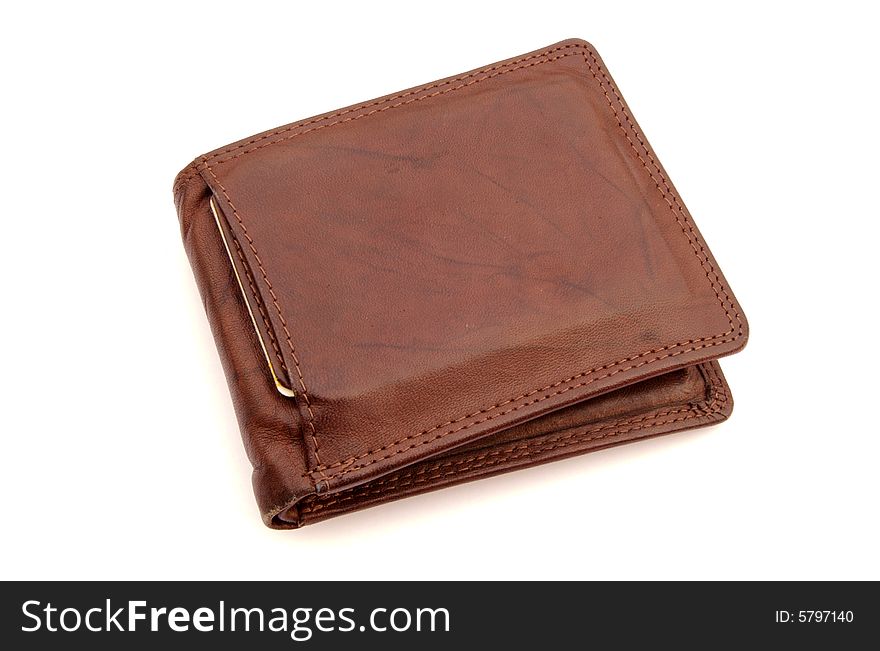 A photograph of a wallet against a white background