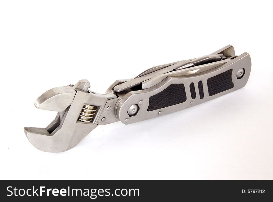 A photograph of a wrench multi tool against a white background