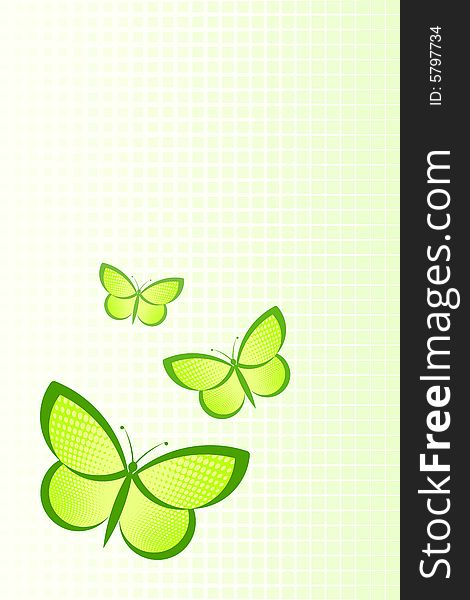 Vector illustrarion of three butterflies