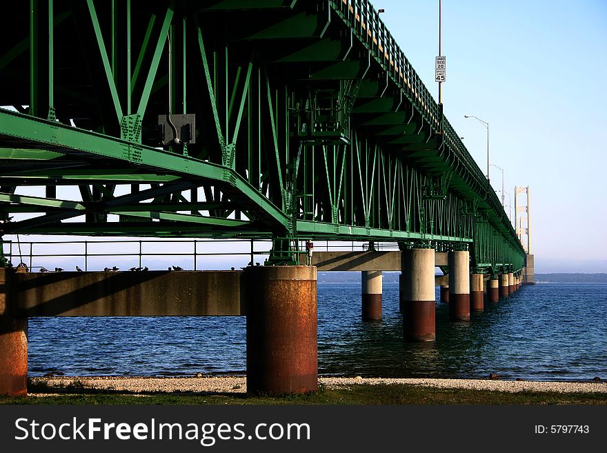 The Mackinac Bridge from the underside