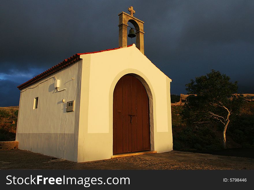 Small chapel at the sunset