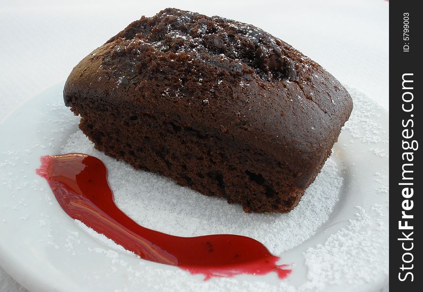 Chocolate Cake With Strawberry Syrup