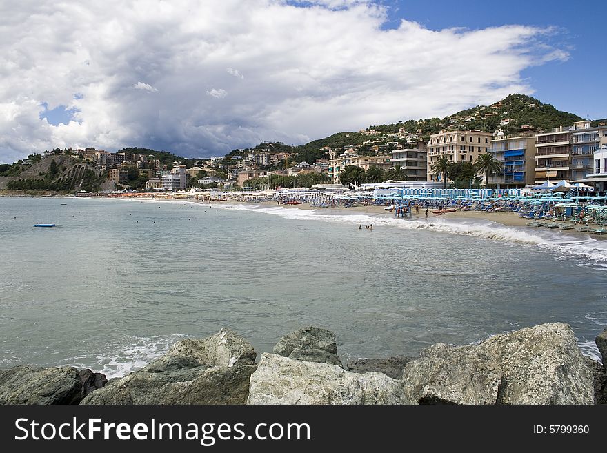 Bergeggi beach, in the Ligurian Riviera. Bergeggi beach, in the Ligurian Riviera