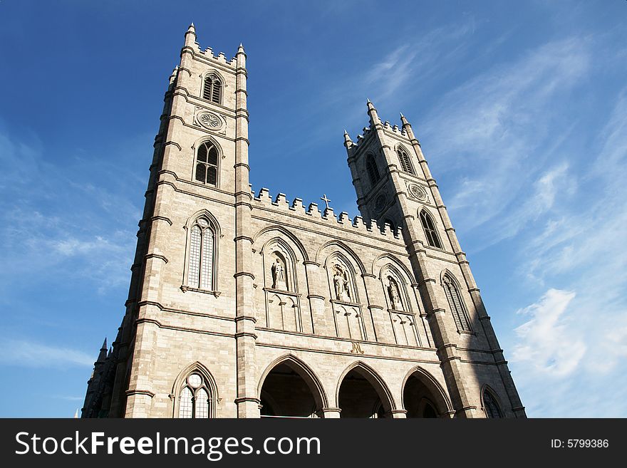 Perpesticve view of an old gothic style cathedral christian catholic church. Perpesticve view of an old gothic style cathedral christian catholic church