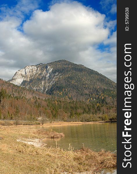 Bank of the Alps lake in autumn. Bank of the Alps lake in autumn