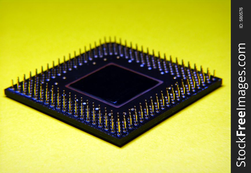 Processor on yellow background