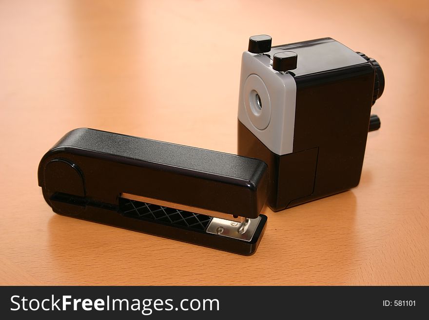 Office objects of a stapler and sharpener