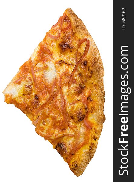 Slice of ham pizza. File contains clipping path. Slice of ham pizza. File contains clipping path.