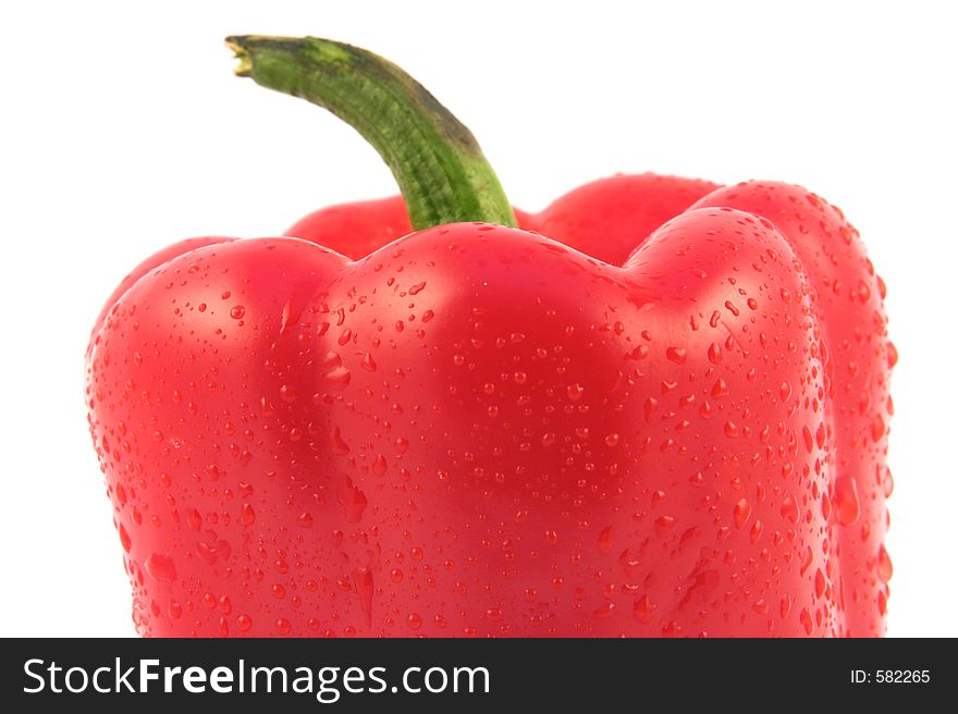 Red Pepper Close-up Landscape on white background