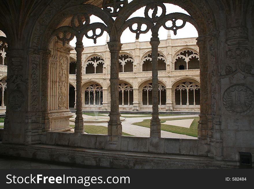 Windows in a monastery in Lisbon, Portugal