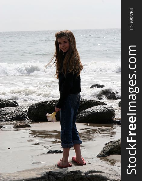 Young girl at the ocean