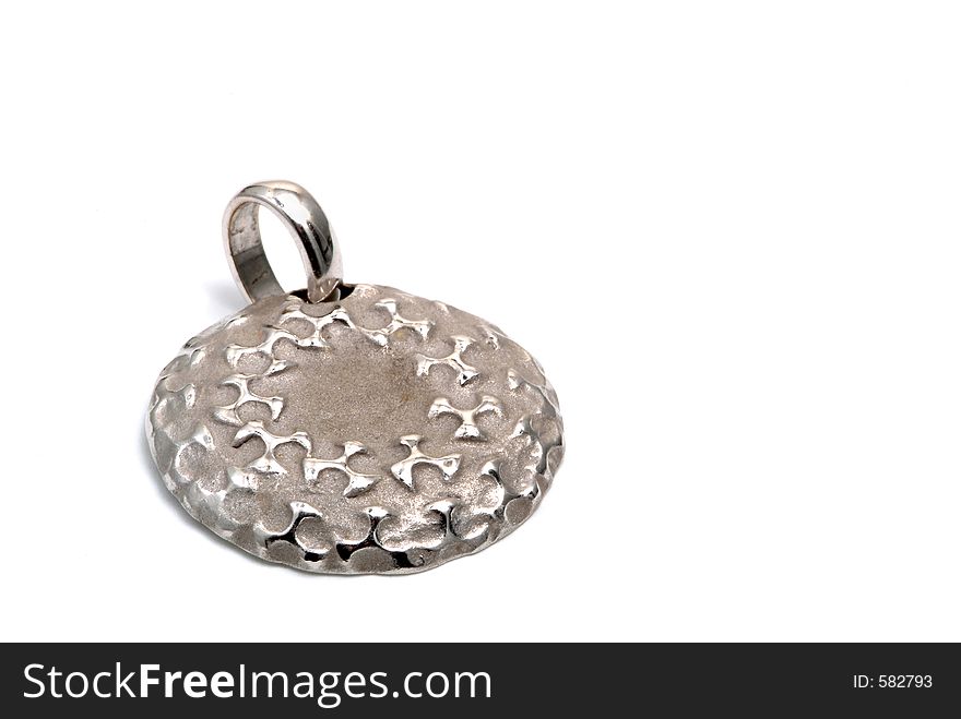 Brooch in white gold, isolated