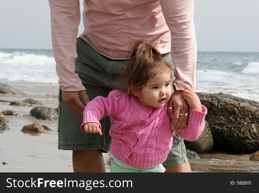 Protective father hovering over his daughter. Protective father hovering over his daughter