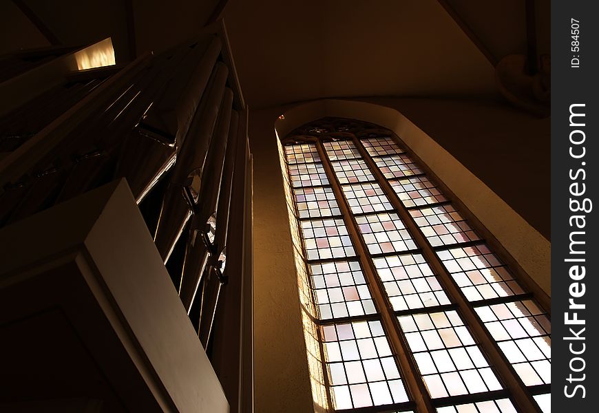 Organ and show window at freudenstadt's church. Organ and show window at freudenstadt's church