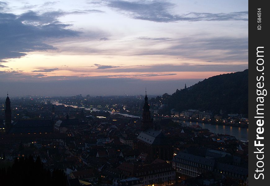 Heidelberg panorama at night