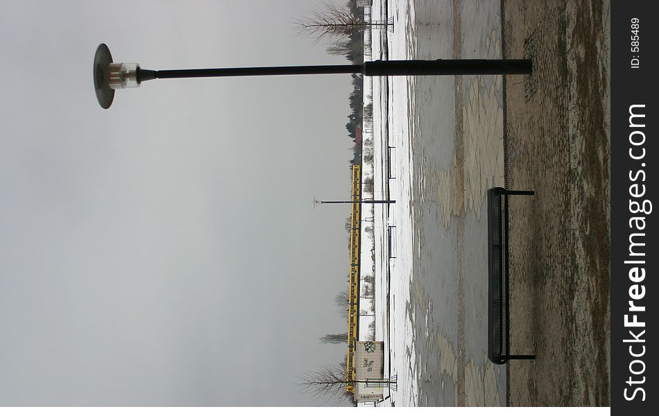 Streetlamp with bench